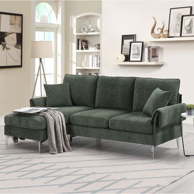 84" Convertible Sectional Sofa, Modern Chenille L-Shaped Sofa Couch with Reversible Chaise Lounge, Fit for Living Room, Apartment(2 Pillows)