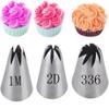 Cake Piping Tips Pastry Nozzles 3 Pcs Rose Cake Decor Tools Flower Icing Piping Nozzle Cream Cupcake Baking Stainless Steel Piping Tips Set Portable view 2