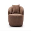 360 Swivel Mid Century Modern Curved Sofa, 1-Seat Cloud Couch Boucle Sofa Fabric Couch for Living Room, Bedroom, Office Brown view 1