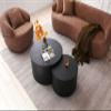 360 Swivel Mid Century Modern Curved Sofa, 1-Seat Cloud Couch Boucle Sofa Fabric Couch for Living Room, Bedroom, Office Brown view 2