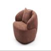360 Swivel Mid Century Modern Curved Sofa, 1-Seat Cloud Couch Boucle Sofa Fabric Couch for Living Room, Bedroom, Office Brown view 4