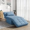 Living Room Bed Room Metal Frame with Blue Linen Fabric Recliner Bed Ottoman view 1