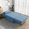 Living Room Bed Room Metal Frame with Blue Linen Fabric Recliner Bed Ottoman view 2