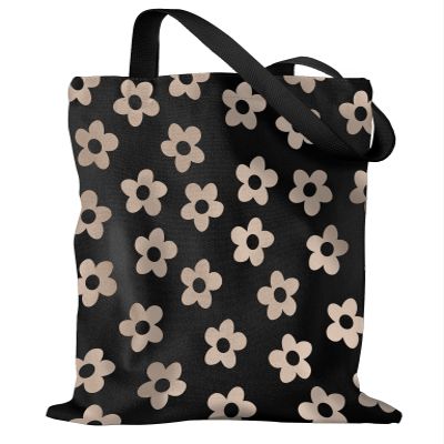 Miss Adola Aesthetic Canvas Tote Bag for Women - Cute Flowers Reusable Tote Shoulder Bag Cute Funny Casual Sturdy Cloth Cotton Bag for Vacation, Shopping, Grocery, Work, Gym