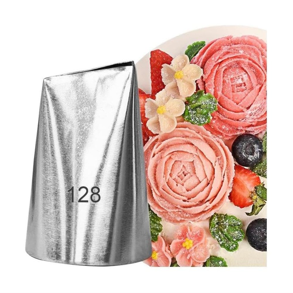 Cake Piping Tips Pastry Nozzle 1pcs Stainless Steel Piping Tips Rose Petal Pastry Nozzles Bag For Cake Decorating Cupcake Cream Piping Nozzle Portable
