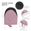1 Pair Short Oven Mitts - Silicone Kitchen Oven Gloves High Heat Resistant 500, Mini Oven Mits with Non-Slip Grip Surfaces and Hanging Loop for BBQ, Baking, Cooking and Grilling (Pink) view 2