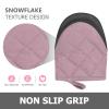 1 Pair Short Oven Mitts - Silicone Kitchen Oven Gloves High Heat Resistant 500, Mini Oven Mits with Non-Slip Grip Surfaces and Hanging Loop for BBQ, Baking, Cooking and Grilling (Pink) view 4