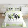 Manfei Xmas Trees Comforter Set Full Size, Green Plaid Grid Snowflake Bedding Set 3pcs for Kids Girls Adults Bedroom Decor, Christmas Theme Down Comforter New Year Quilt Set with 2 Pillowcases view 4