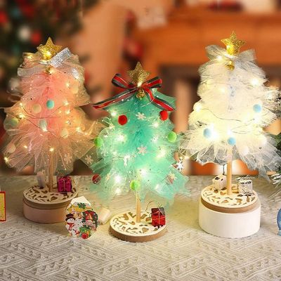 3 Pack of Christmas Decorations Light up mini Christmas Tree Decorations DIY kit Bag Dress-up Props Children's Kindergarten Scene Layout Decoration