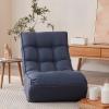 Japanese Single Sofa Reclining Chair, Lazy Sofa Tatami Balcony Leisure Sofa Adjustable Chair with Backrest, Comfy Relaxing Chair for Bedroom Living Room, Minimalist Armless Chair Design, Navy view 1