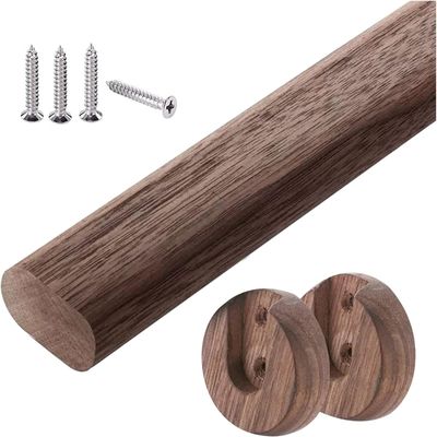 HDYZJQ Wood Closet Rods for Hanging Clothes, Hanger Rod with Flange and Screws, Cuttable Heavy-Duty Garment Bar,18 24 32 48 50 56 inch Long(Brown,38in/97cm)