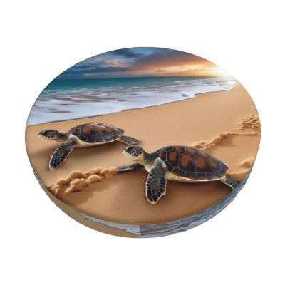 LZQPOEAS Turtles on The Beach Print Stool Covers Round Bar Stool Seat Covers Soft Velvet Stool Slipcover with Elastic Washable Stool Cushion Cover Removable Chair Cover for Bar Round Stools