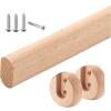 HDYZJQ Wood Closet Rods for Hanging Clothes, Hanger Rod with Flange and Screws, Cuttable Heavy-Duty Garment Bar,18 24 32 48 50 56 inch Long(Beige,36in/91.5cm) view 1