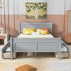 Full Size Platform Bed with 4 Drawers, Solid Wood Platform Bed Frame with Streamlined Headboard and Footboard for Kids Teens Adults (Gray/Full) view 3