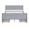 Full Size Platform Bed with 4 Drawers, Solid Wood Platform Bed Frame with Streamlined Headboard and Footboard for Kids Teens Adults (Gray/Full) view 4
