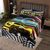 Manfei Race Car Kids Bedspread Twin Size,Racing Flag Geometric Checkerboard Coverlet Set,Boys Girls Adults Room Decor,Extreme Sports Games Quilted Coverlet,Yellow Fashion Bedding Quilt,1 Pillowcase view 1