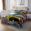 Manfei Race Car Kids Bedspread Twin Size,Racing Flag Geometric Checkerboard Coverlet Set,Boys Girls Adults Room Decor,Extreme Sports Games Quilted Coverlet,Yellow Fashion Bedding Quilt,1 Pillowcase view 2