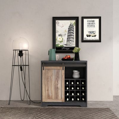 31 Inch Farmhouse Barn Door Bar Cabinet for Living Room, Dining Room