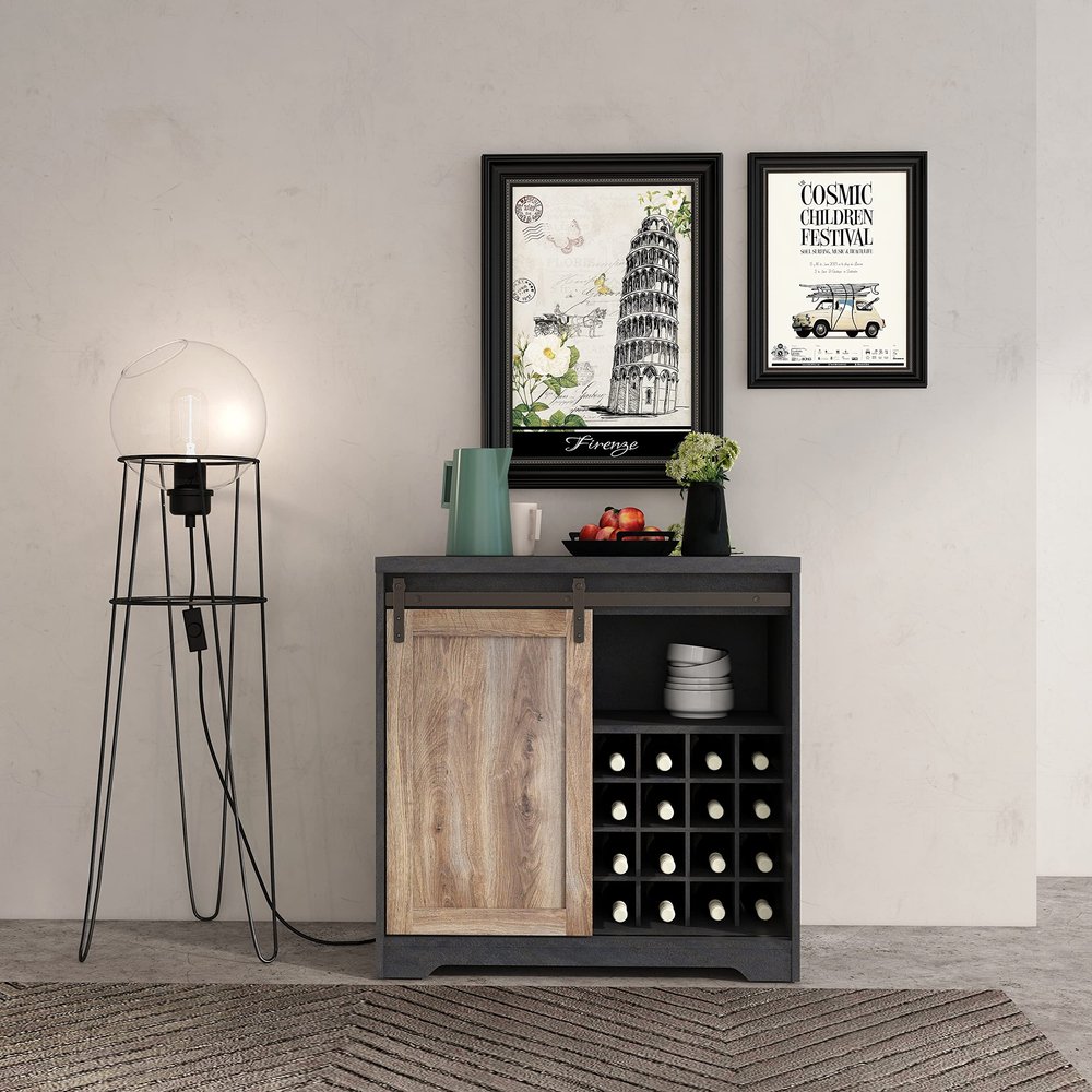 31 Inch Farmhouse Barn Door Bar Cabinet for Living Room, Dining Room