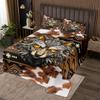 Wolf Kids Bedspread Twin Size,Aztec Wild Animal Geometric Patchwork Coverlet Set,Boys Girls Adults Room Decor,Cow Fur Skin Rustic Farmhouse Quilted Coverlet,Brown Retro Bedding Quilt,1 Pillowcase view 1