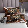 Wolf Kids Bedspread Twin Size,Aztec Wild Animal Geometric Patchwork Coverlet Set,Boys Girls Adults Room Decor,Cow Fur Skin Rustic Farmhouse Quilted Coverlet,Brown Retro Bedding Quilt,1 Pillowcase view 3