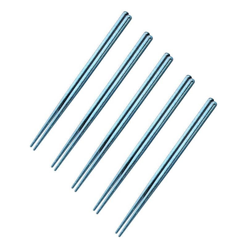 Pure Titanium Chopsticks Biophilic Metal Chopsticks Reusable Dishwasher safe Premium Japanese Korean Chopstick for Eating 5 Pairs Gift Set 5 Colors Heavy Metal Free. (5 pairs blue)