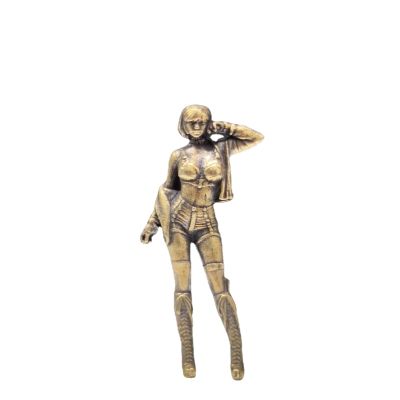 Color Brass Sexy Standing Female Car Model Beautiful Statue,Metal Fashion Model Woman Sculpture Figurines Miniatures Body Art Crafts Desktop Ornaments Home Car Decoration
