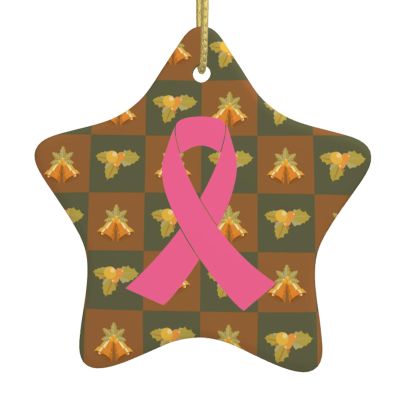 Breast-Cancer-Awareness Logo Christmas Ornaments, Ceremic Ornaments Star Shape Porcelain Ornament Christmas Tree Office Home Decoration Xmas Souvenirs