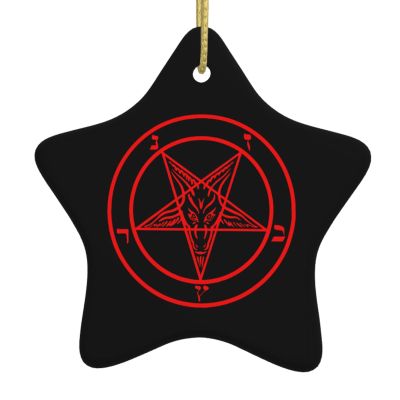 Baphomet Satan Symbol Christmas Ornaments, Ceremic Ornaments Star Shape Porcelain Ornament Christmas Tree Office Home Decoration Xmas Souvenirs