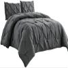 All Star Linen Dark Grey Cotton Pinch Pleated Duvet Cover Size Super King 100X120 Solid 5 Piece Zipper Clouser Comforter Cover view 1