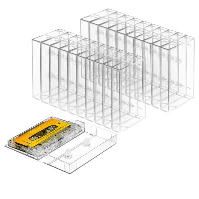 T WaveTree 100-Pack Audio Cassette Storage Cases - Clear Plastic Cassette Tape Cases - Audio Storage Solution 4.28" L x2.75 W x0.6 H