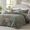 LEAONME 3-Piece Full Queen Size Olive Green Quilt Set Lightweight Oversized Bedspread 90''x98'' Soft Microfiber Floral Coverlet Luxurious Warm Bed Cover for All Seasons (1 Quilt, 2 Pillow Shams) view 1