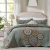 LEAONME 3-Piece Full Queen Size Olive Green Quilt Set Lightweight Oversized Bedspread 90''x98'' Soft Microfiber Floral Coverlet Luxurious Warm Bed Cover for All Seasons (1 Quilt, 2 Pillow Shams) view 2