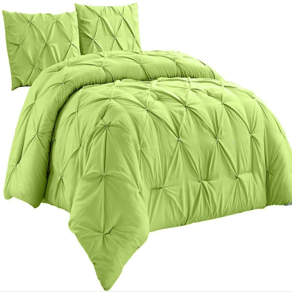 All Star Linen Sage Green Cotton Pinch Pleated Duvet Cover Size Oversized King Plus-128"x120" Solid 1 Piece Zipper Clouser Comforter Cover