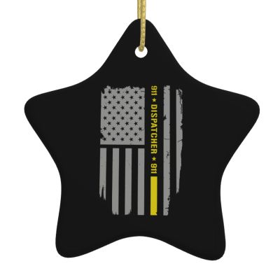 911 Dispatcher Thin Gold Line Christmas Ornaments, Ceremic Ornaments Star Shape Porcelain Ornament Christmas Tree Office Home Decoration Xmas Souvenirs