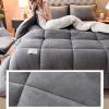 Double-Sided Velvet Winter Quilt, Super Warm Lamb Quilt Winter Blanket, Super Soft Insulation Hibiscus Thick Bed Blanket, Soft Flannel + Lamb Velvet Fabric, Warm Gift,Pink,Grey 5, 200x230cm(4kg) view 4