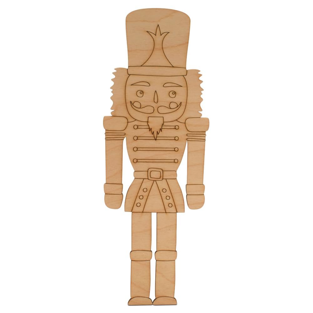 Unfinished Nutcracker Wood Cutout 12 inch, Pack of 5 Large Nutcracker Christmas Decorations for Door Hangers & Crafts, by Woodpeckers