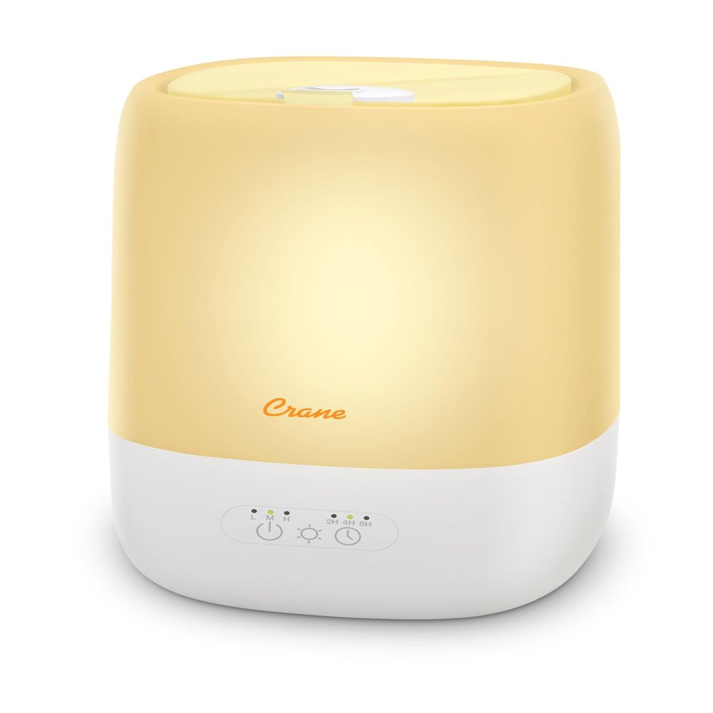 Crane Ultra-Quiet 3-in-1 Humidifier for Baby with Essential Oil Tray, 7-Color Sleep Light, 1 Gallon Top-Fill Tank, Ideal for Bedroom