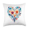 Abstract Designs Boho Floral Heart Yellow and Blue Throw Pillow, 18x18, Multicolor view 1