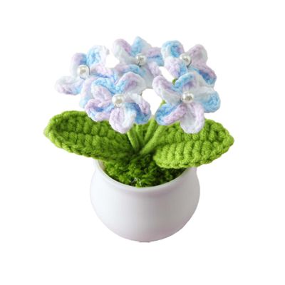 Losaky Knitting Crochet Forget Me Not Flowers Potted Plants, Gradient Forget Me Not Flowers for Wife, Girlfriend and Women, Handmade Flowers for Car Decoration, Home Decoration.
