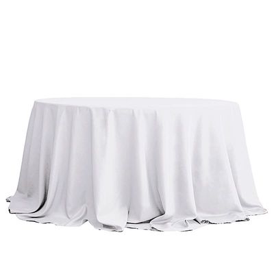 10 pcs 132 inch White Round Polyester Tablecloths Fabric Table Cover Linens | 132" Washable Fabric Table Cloth Covers for Wedding Party Polyester Reception Buffet Events Catering Dining Kitchen Dining