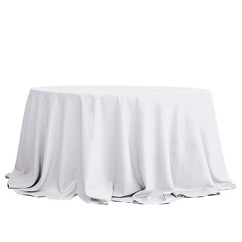10 pcs 132 inch White Round Polyester Tablecloths Fabric Table Cover Linens | 132" Washable Fabric Table Cloth Covers for Wedding Party Polyester Reception Buffet Events Catering Dining Kitchen Dining
