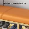 Natliedop 2-Tier Entryway Shoe Rack with Cushioned Seat, Metal Shoe Storage Bench, Shoe Bench for Entry, Storage Bench w/Faux Leather Top Bed Bench view 4
