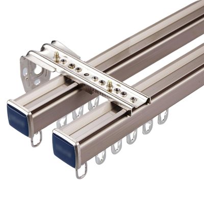 LTSRLL Aluminum Ceiling Curtain Track Room Divider, Deluxe Curtain Rail for Balcony/Patio, Ceiling Or Wall Mount Curtain Rod(Color:A-Wall,Size:Double-4m(1m*4))