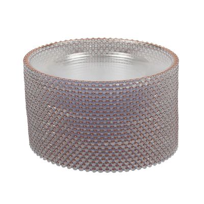 25Pcs Clear Gold Charger Plates, Table Charger Plates with a Rose Gold Elegant Beaded Design, Exquisite Dinner Charger Plates Ideal for Weddings and Formal Events (Style 5)