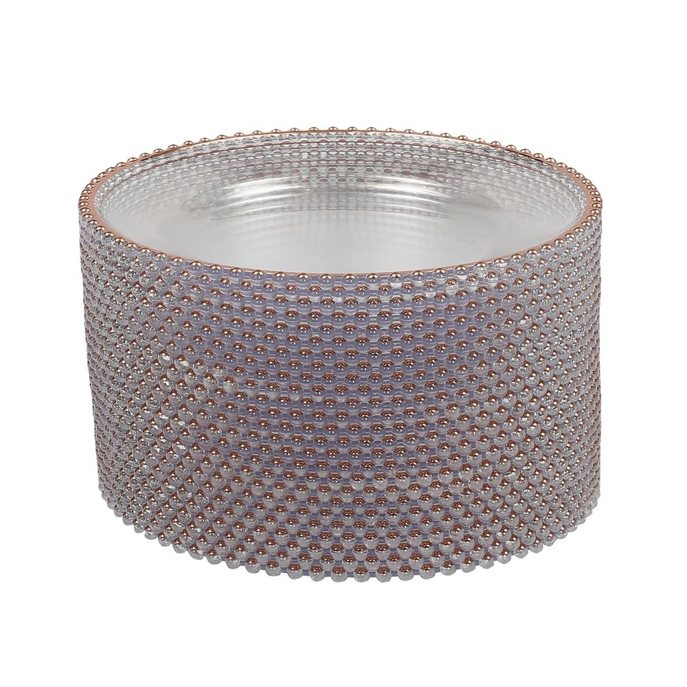 25Pcs Clear Gold Charger Plates, Table Charger Plates with a Rose Gold Elegant Beaded Design, Exquisite Dinner Charger Plates Ideal for Weddings and Formal Events (Style 5)
