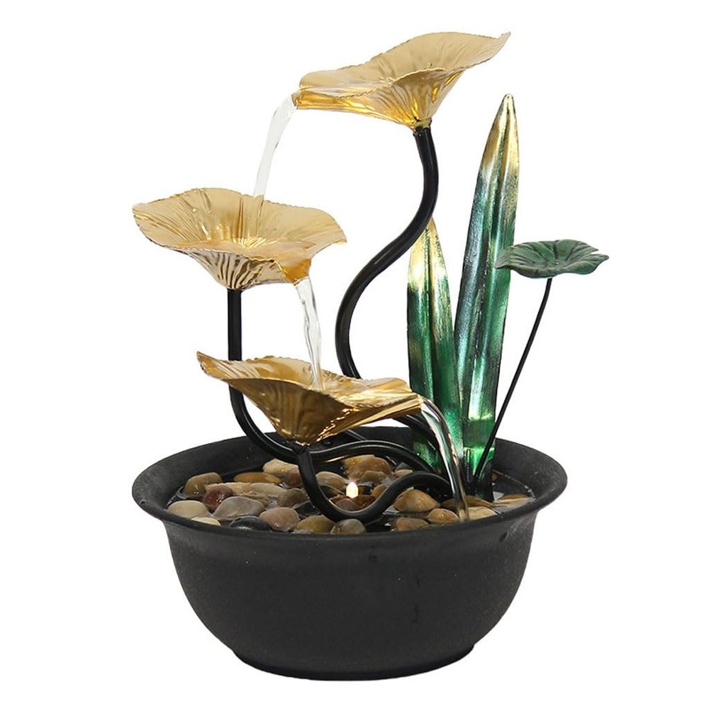 CHICKEN Waterfall Fountain Indoor Creative Circulating Water Fountain Small Modern Simple Iron Desktop Fountain Home Office Desktop Fountain Crafts Ornaments Table Top Water Fountain Indoor