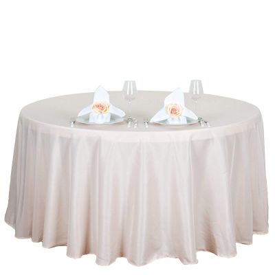 6 pcs 132 inch Blush Round Polyester Tablecloths Fabric Table Cover Linens | 132" Washable Fabric Table Cloth Covers for Party Wedding Reception Buffet Events Catering Dining Kitchen Dining
