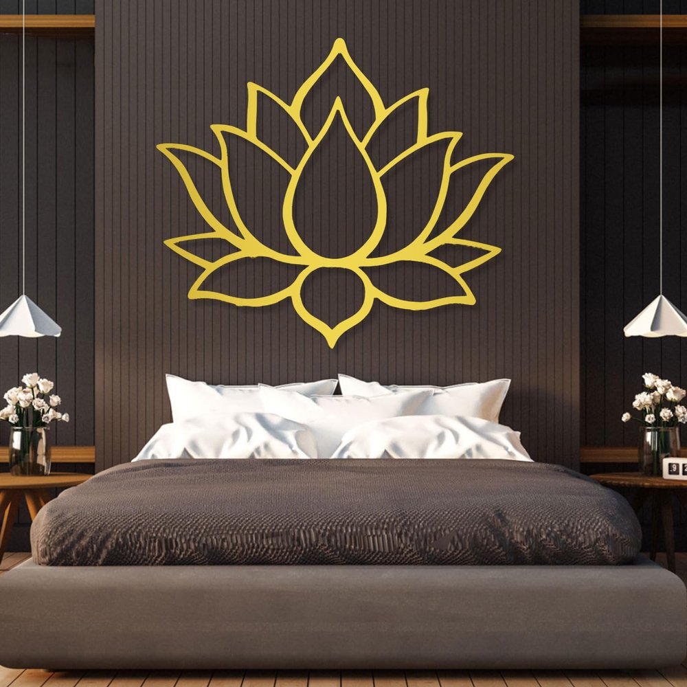 Cadeali Metal Lotus Flower Wall Art, Lotus Metal Wall Decor, Spiritual Wall Decor, Modern Wall Art for Living Room, Bedroom, Office, Yoga Studio (35"x31" | 90x78cm, Gold)