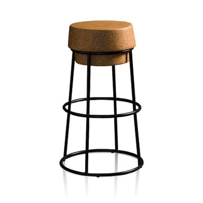 Guyifuny Tall Bar Stools Set of 1 Vintage Round Cork Bar Chairs Counter Height Barstools Industrial Dining Bar Chairs with Footrest for Kitchen Island, Dining Pub,65cm